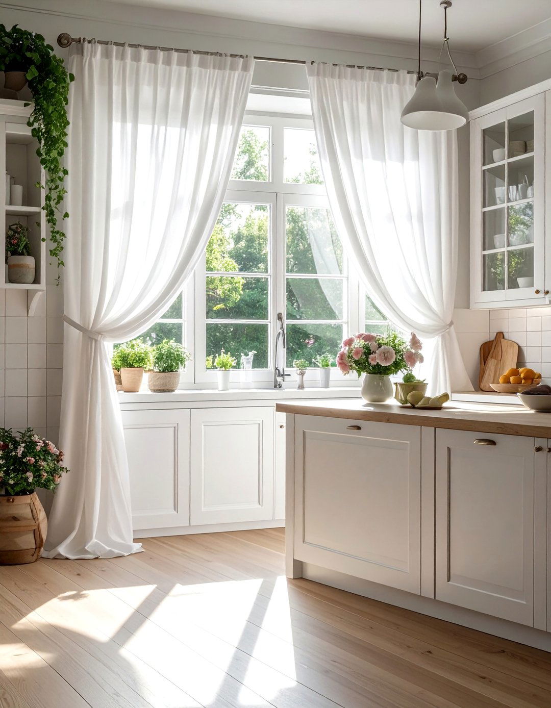 Light Filtering Sheer Kitchen Window Panels - 15 Kitchen Blinds Ideas to Enhance Your Window Decor
