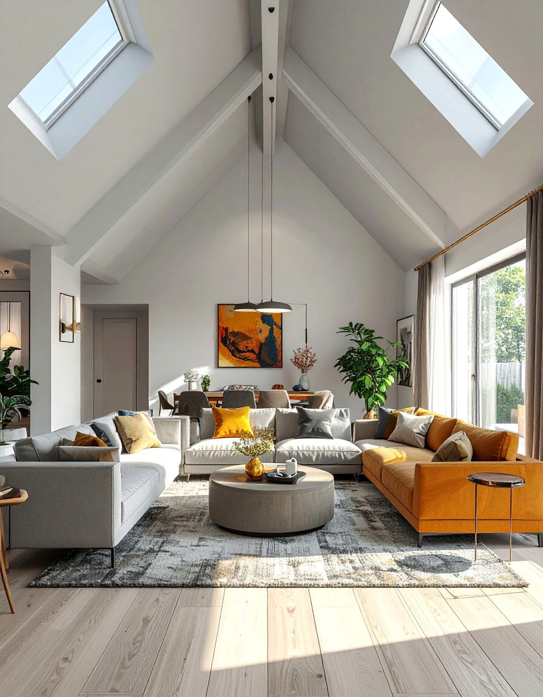 Light Gray Painted Vaulted Ceiling - 40 Vaulted Ceiling Ideas for a Spacious Look