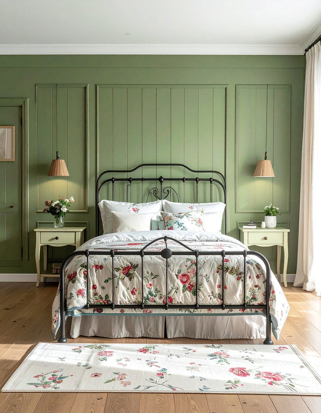 Light Moss Green Beadboard Panelling - 20 Green Panelling Bedroom Ideas for a Fresh Look