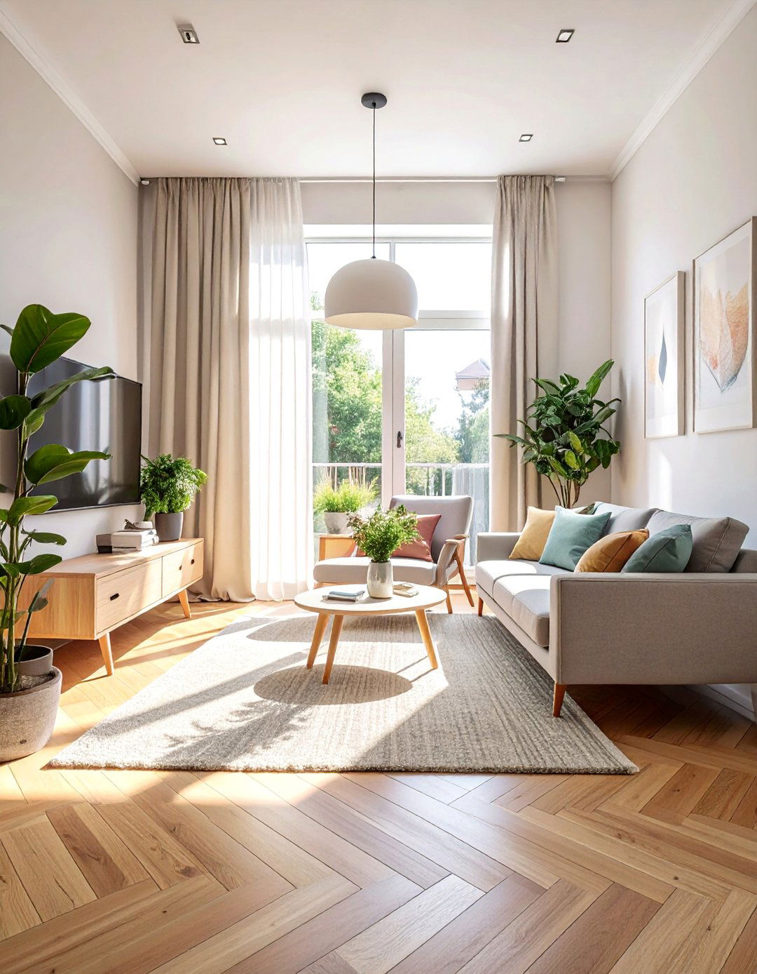 Light and Airy Maple Living Room Floor - 25 Beautiful Living Room Wood Floor Ideas