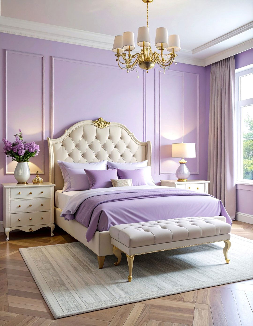 Lilac Bedroom with Creamy White Furnishings - 15 Lilac Bedroom Ideas for a Soft and Serene Space