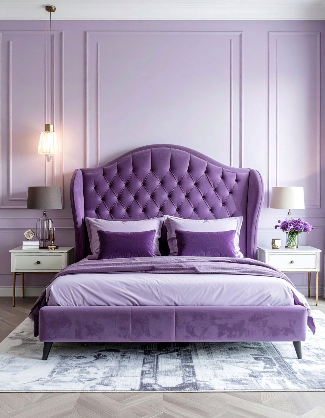 Lilac Bedroom with Plush Velvet Textures - 15 Lilac Bedroom Ideas for a Soft and Serene Space