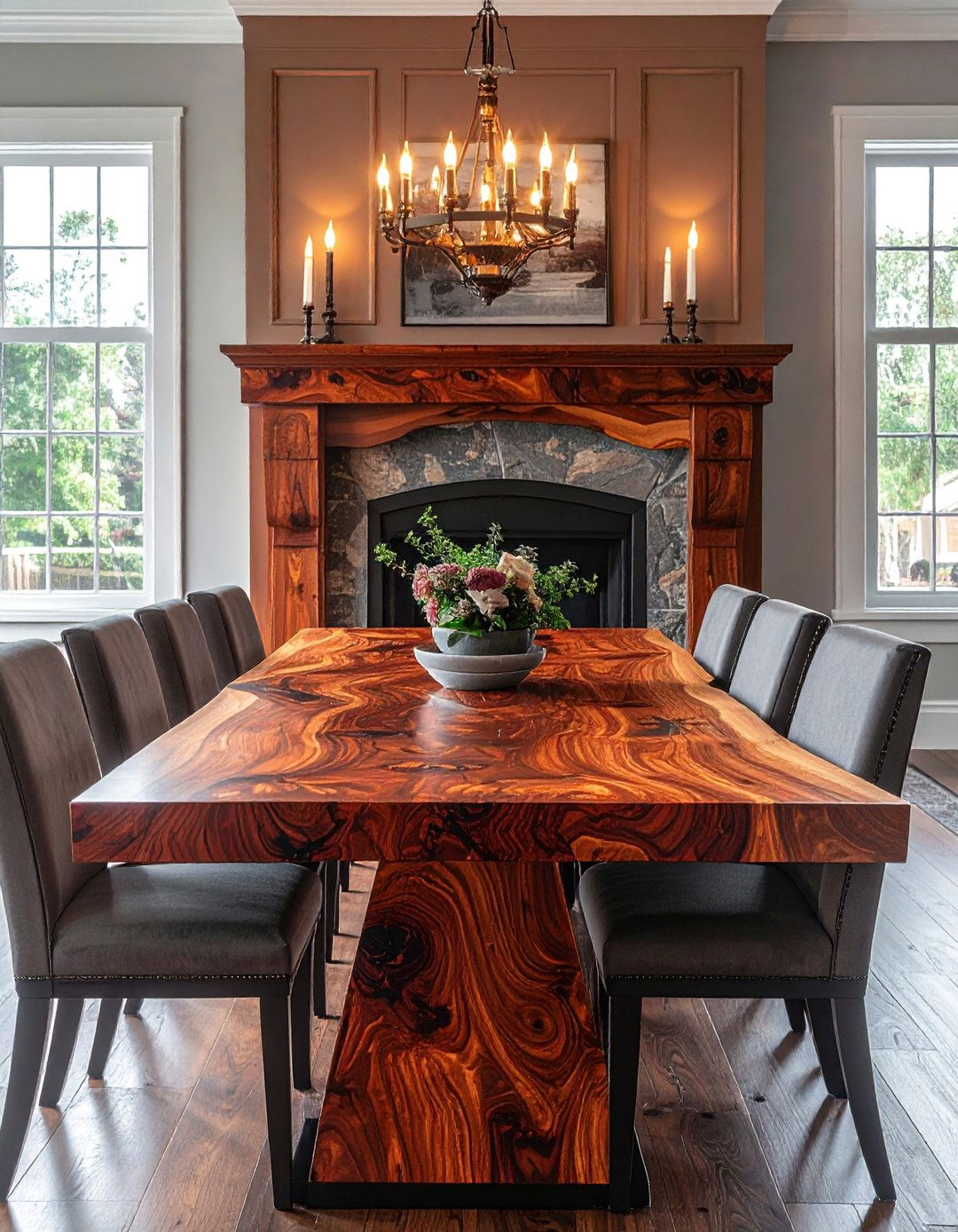 Live Edge Cherry Mantels - 20 Wood Fireplace Mantel Ideas for a Cozy and Rustic Ambiance