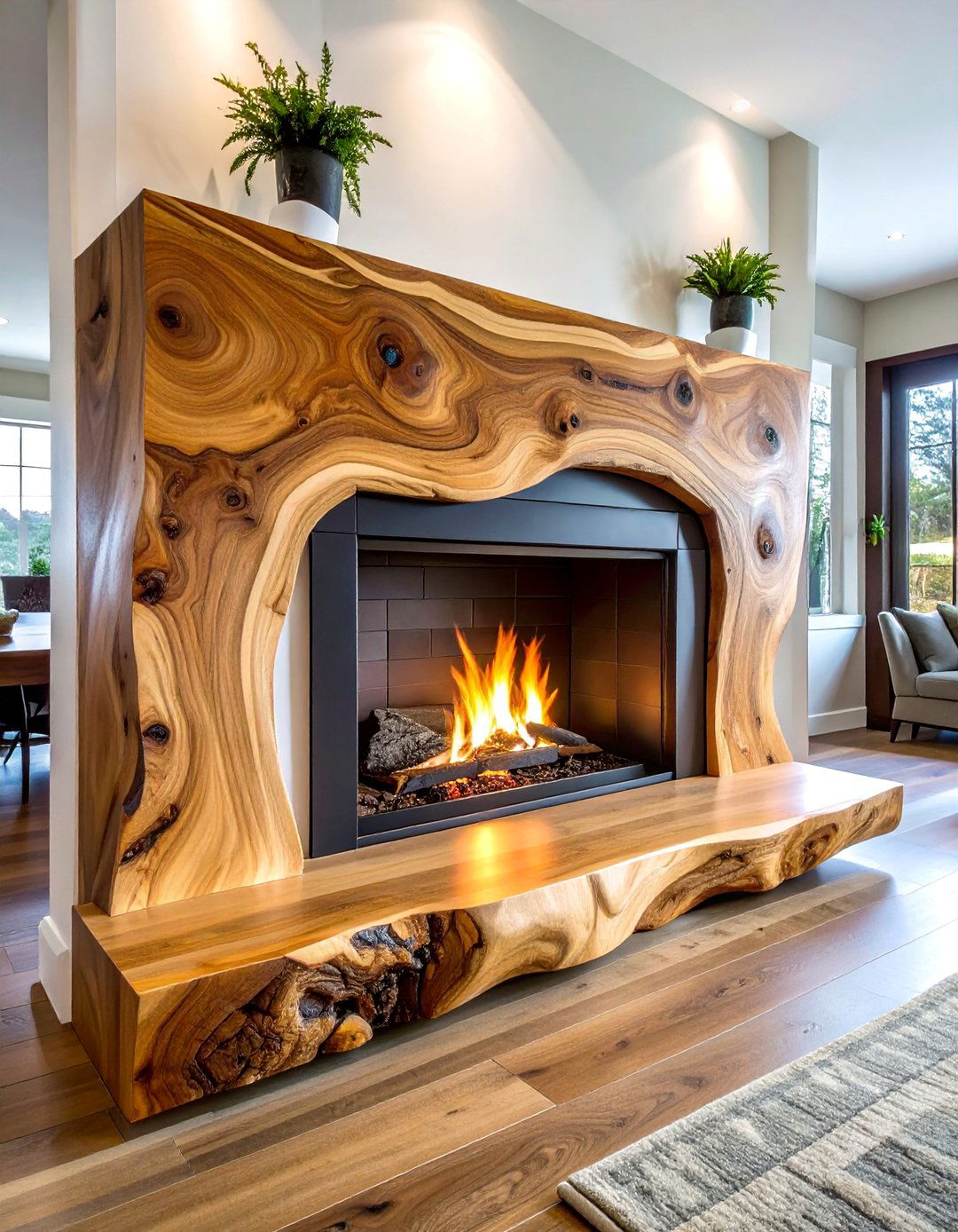Live Edge Maple Mantels - 20 Wood Fireplace Mantel Ideas for a Cozy and Rustic Ambiance