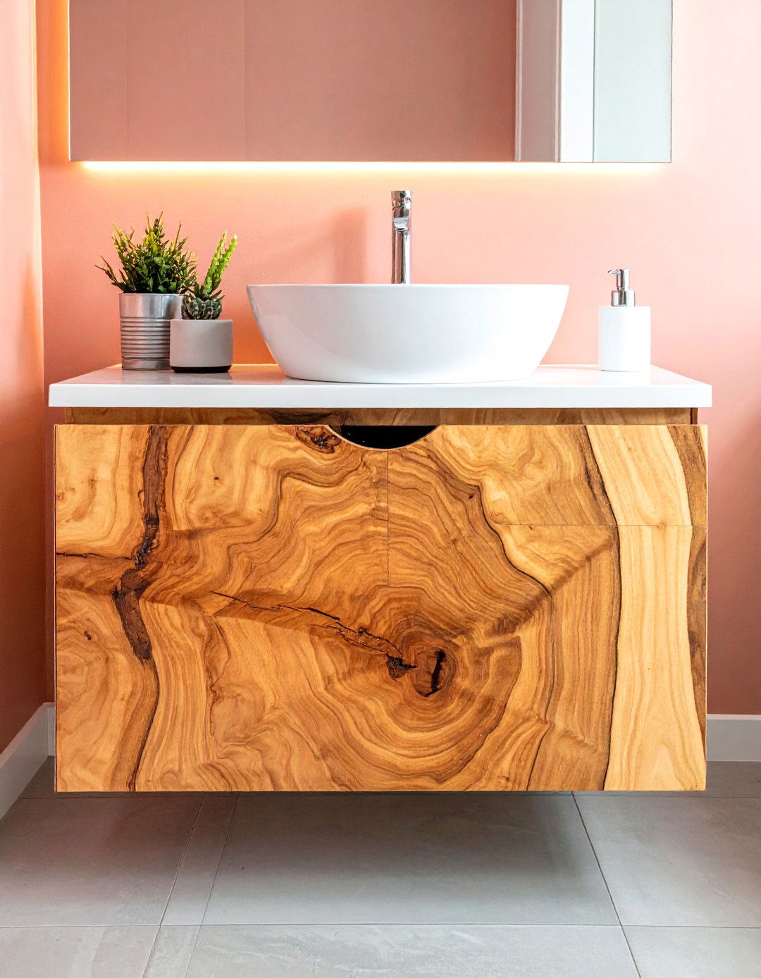 Live Edge Wood Slab Bathroom Vanity - 15 Rustic Bathroom Vanity Ideas for a Charming Retreat