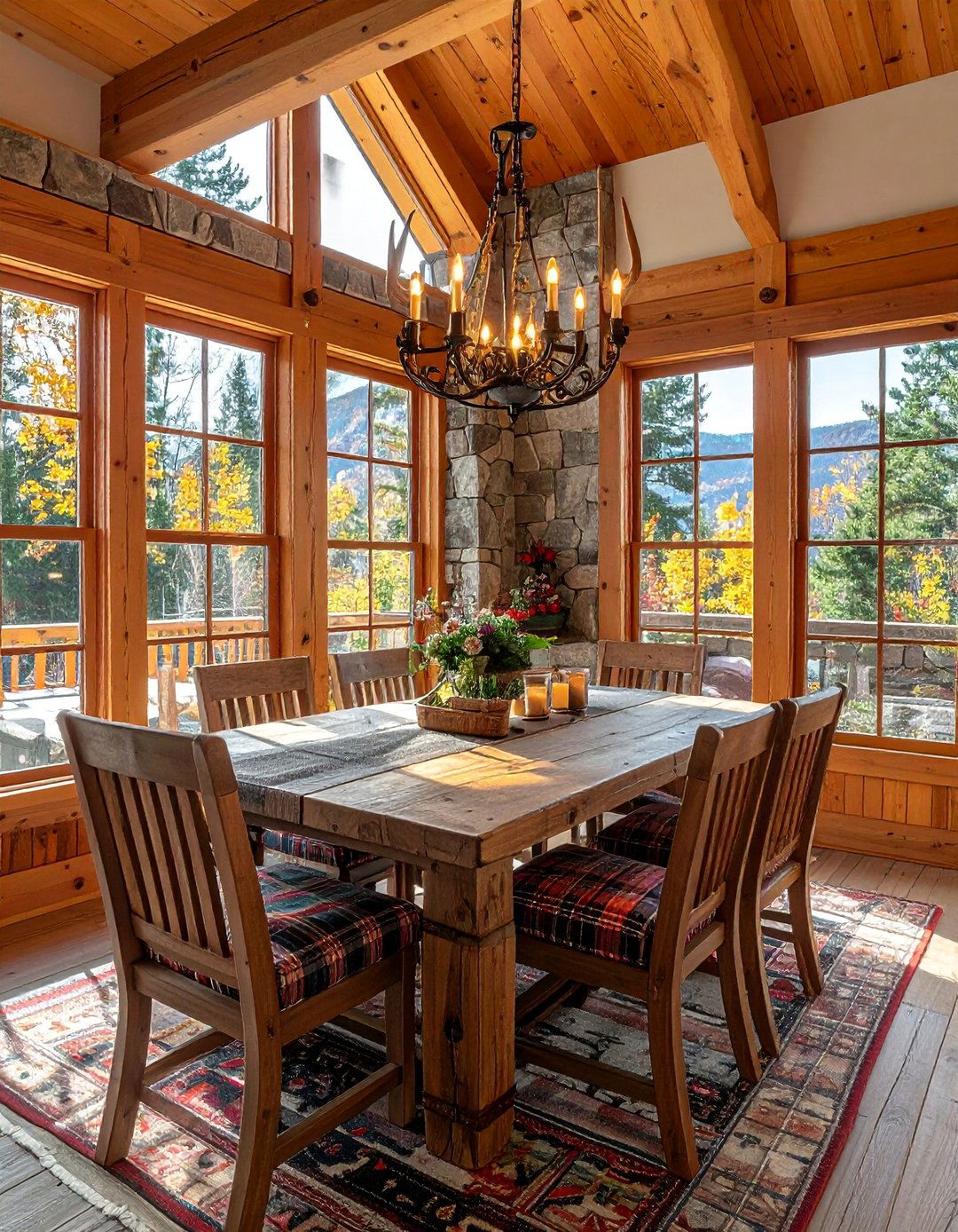 Lodge Cabin Sunroom Dining - 25 Sunroom Dining Room Ideas for a Bright Space