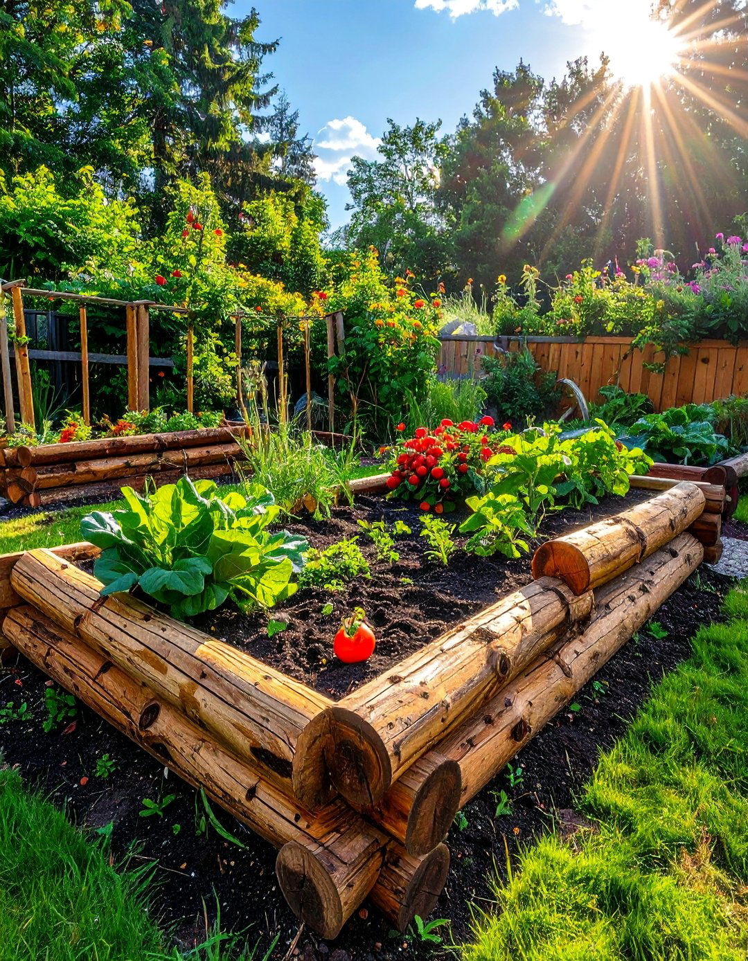 Log and Branch Borders - 25 Budget-Friendly Raised Garden Bed Ideas for Your Backyard