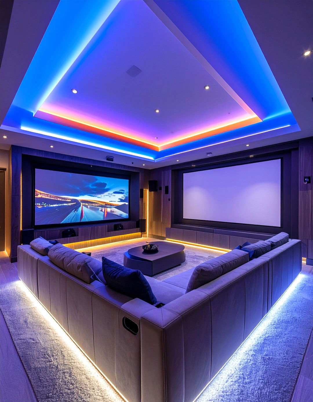 Low Ceiling Compact Theater - 25 Basement Home Theater Ideas for Movie Nights