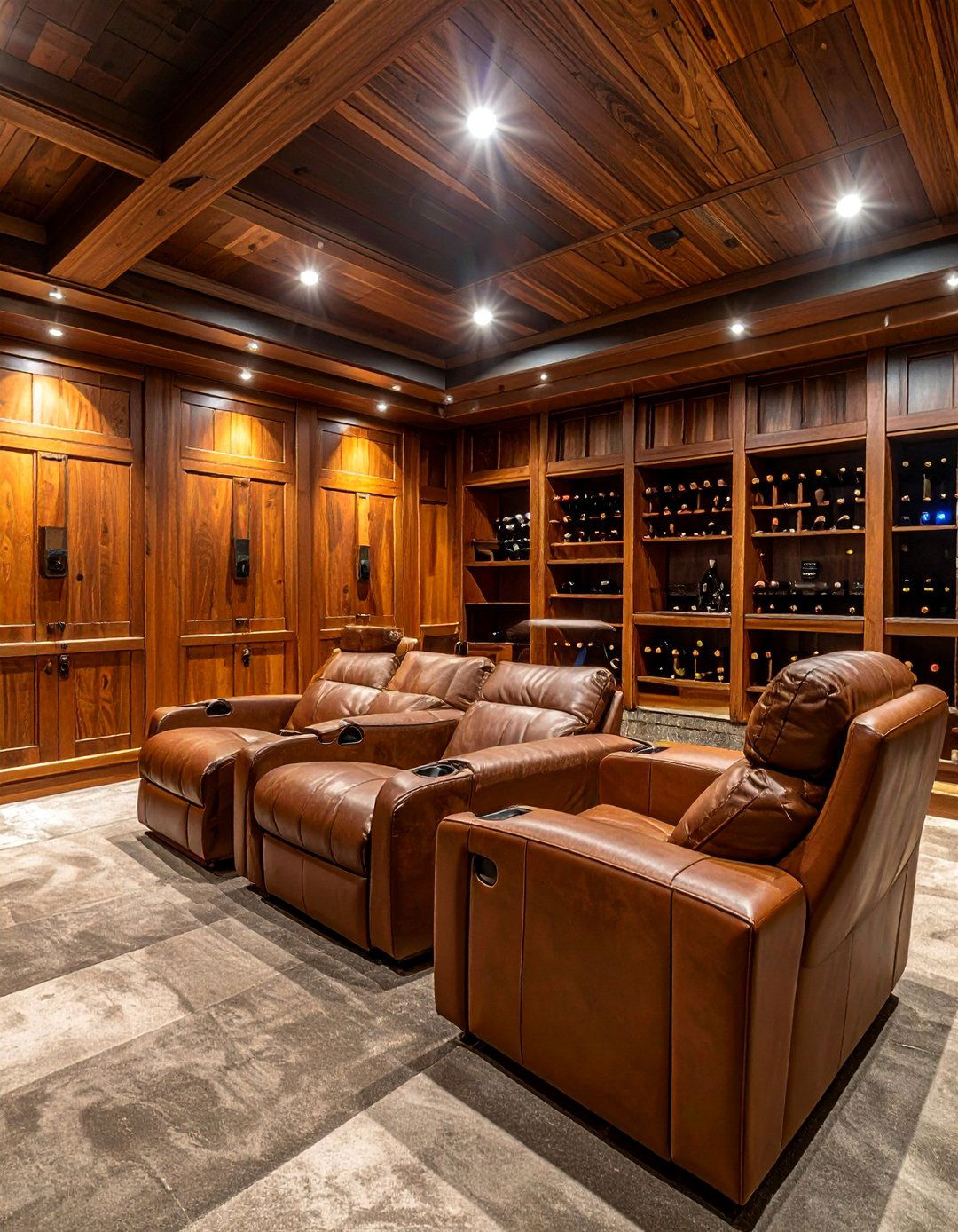Luxury Leather Lounge Theater - 25 Basement Home Theater Ideas for Movie Nights