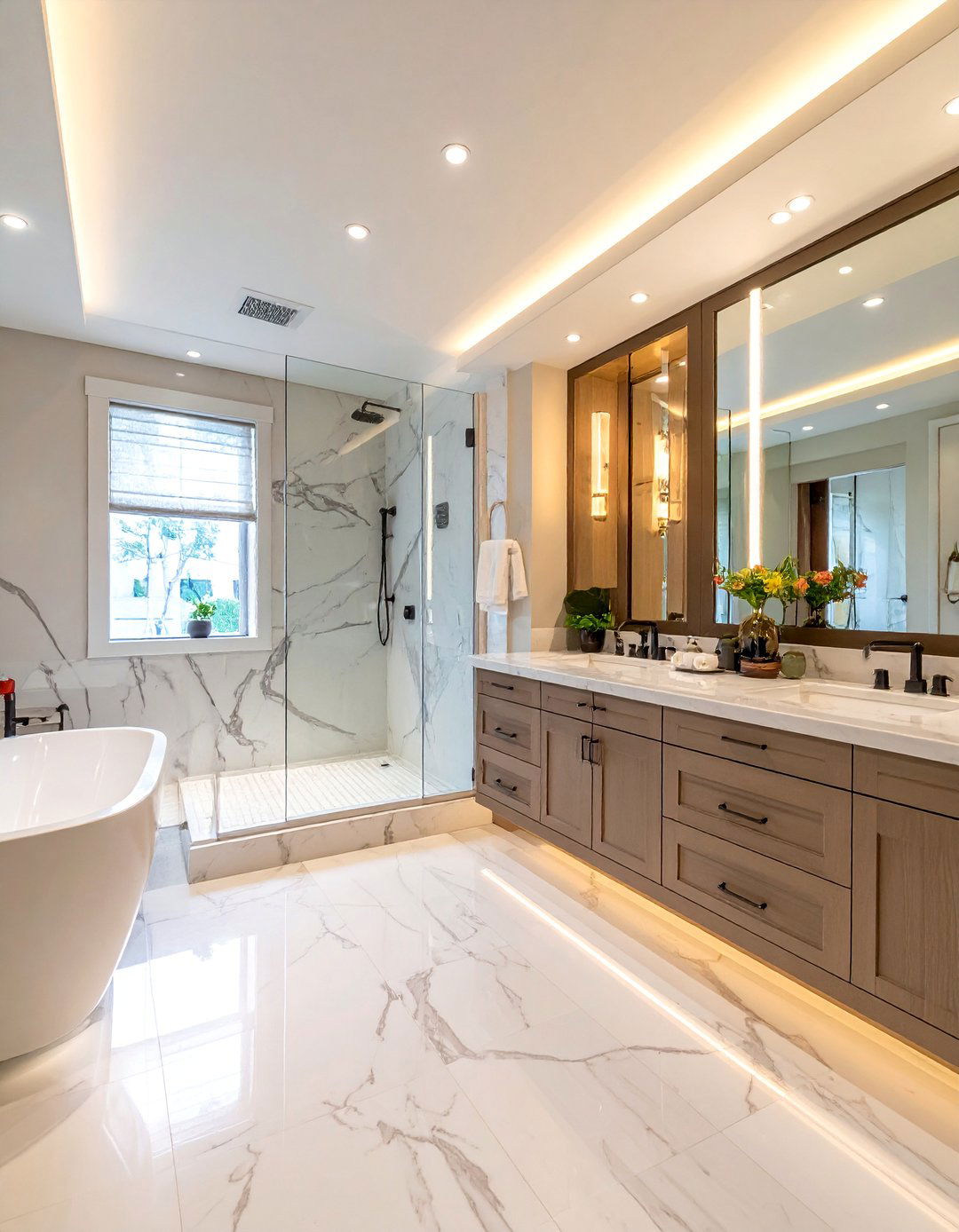 Luxury Master Suite with Separate Bathroom Areas - 15 His and Her Bathroom Ideas for a Shared Space