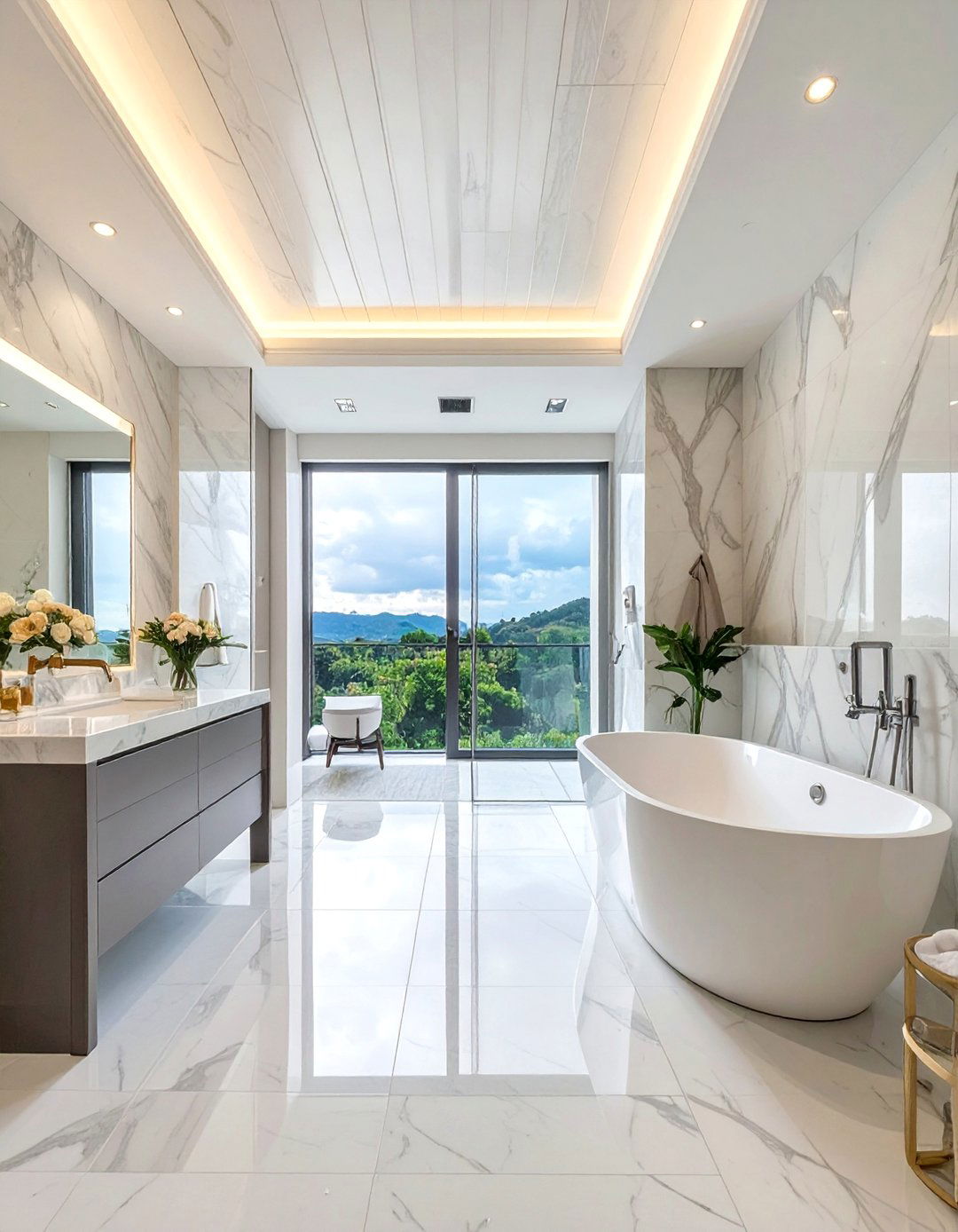 Marble Ceiling Treatments - 20 Luxury Marble Bathroom Ideas for a Spa-Like Retreat