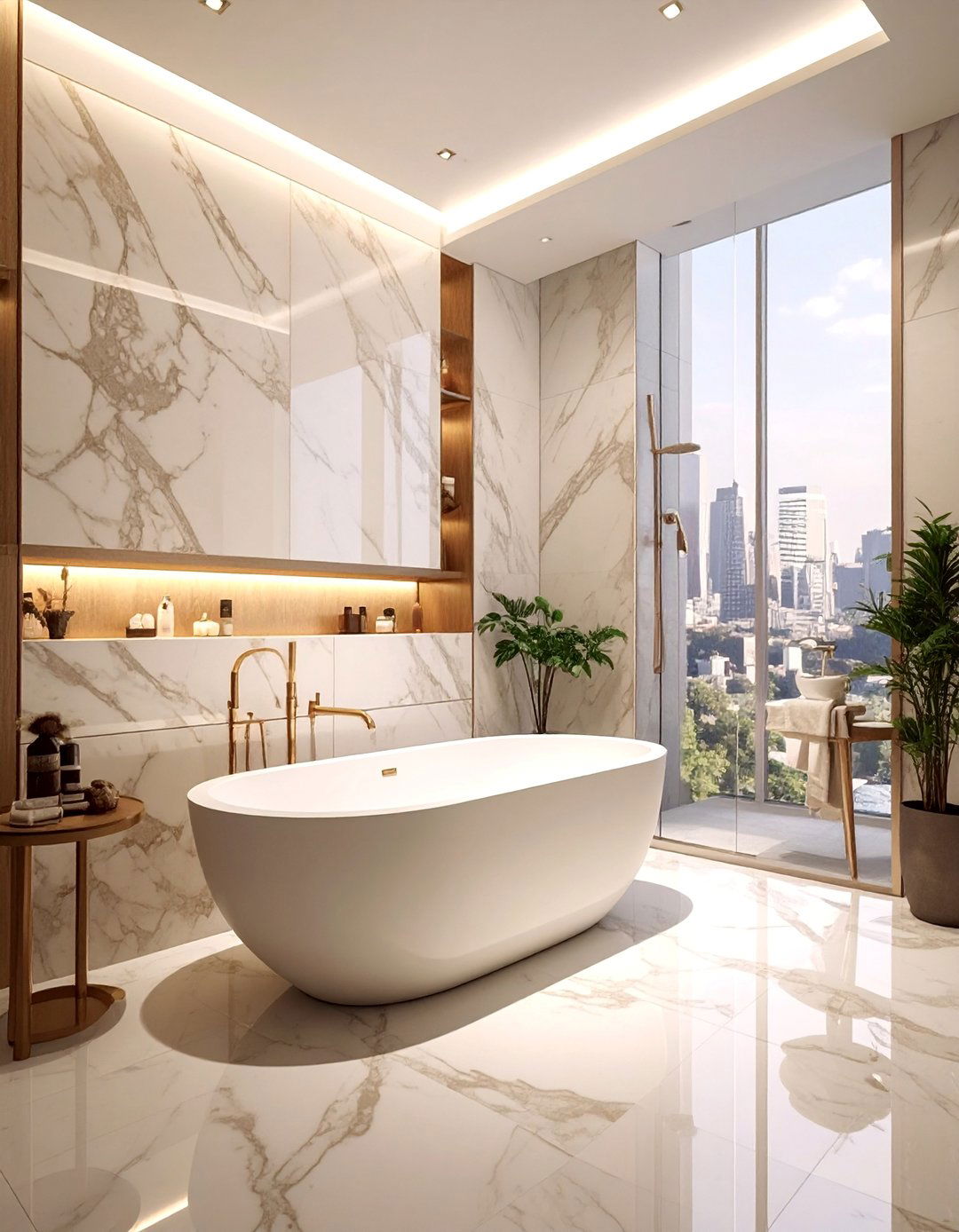 Marble Enclosed Bathtub Surround - 20 Luxury Marble Bathroom Ideas for a Spa-Like Retreat