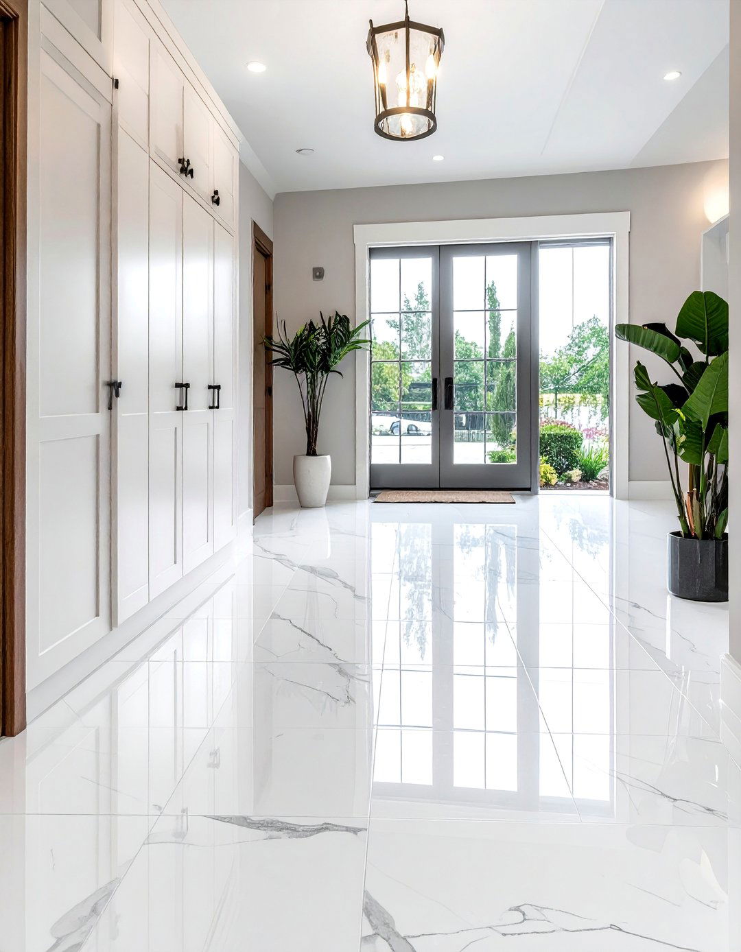 Marble Look Luxury Vinyl Tiles - 15 Mudroom Tile Floor Ideas for Durability & Style