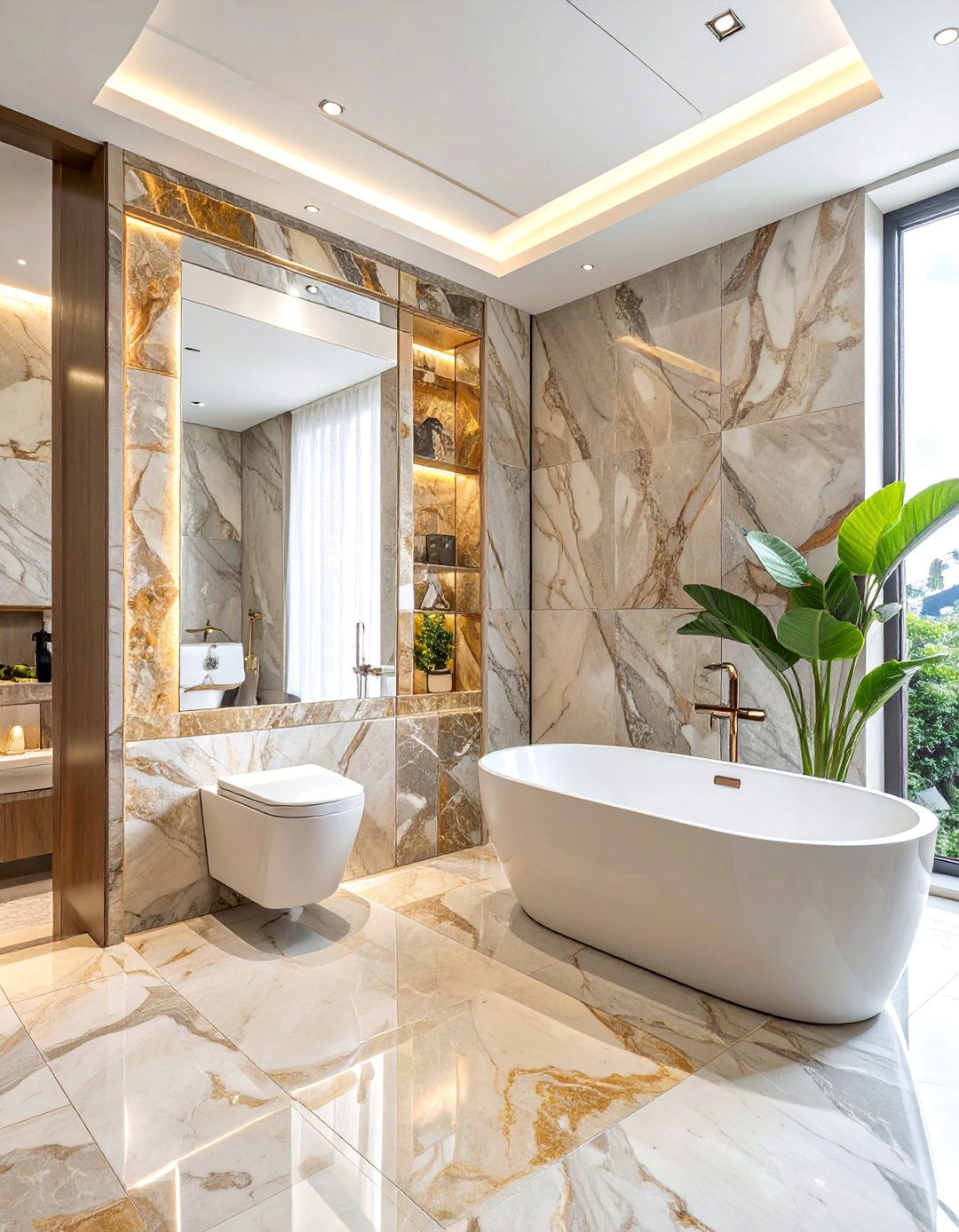 Marble Mosaic Accent Features - 20 Luxury Marble Bathroom Ideas for a Spa-Like Retreat