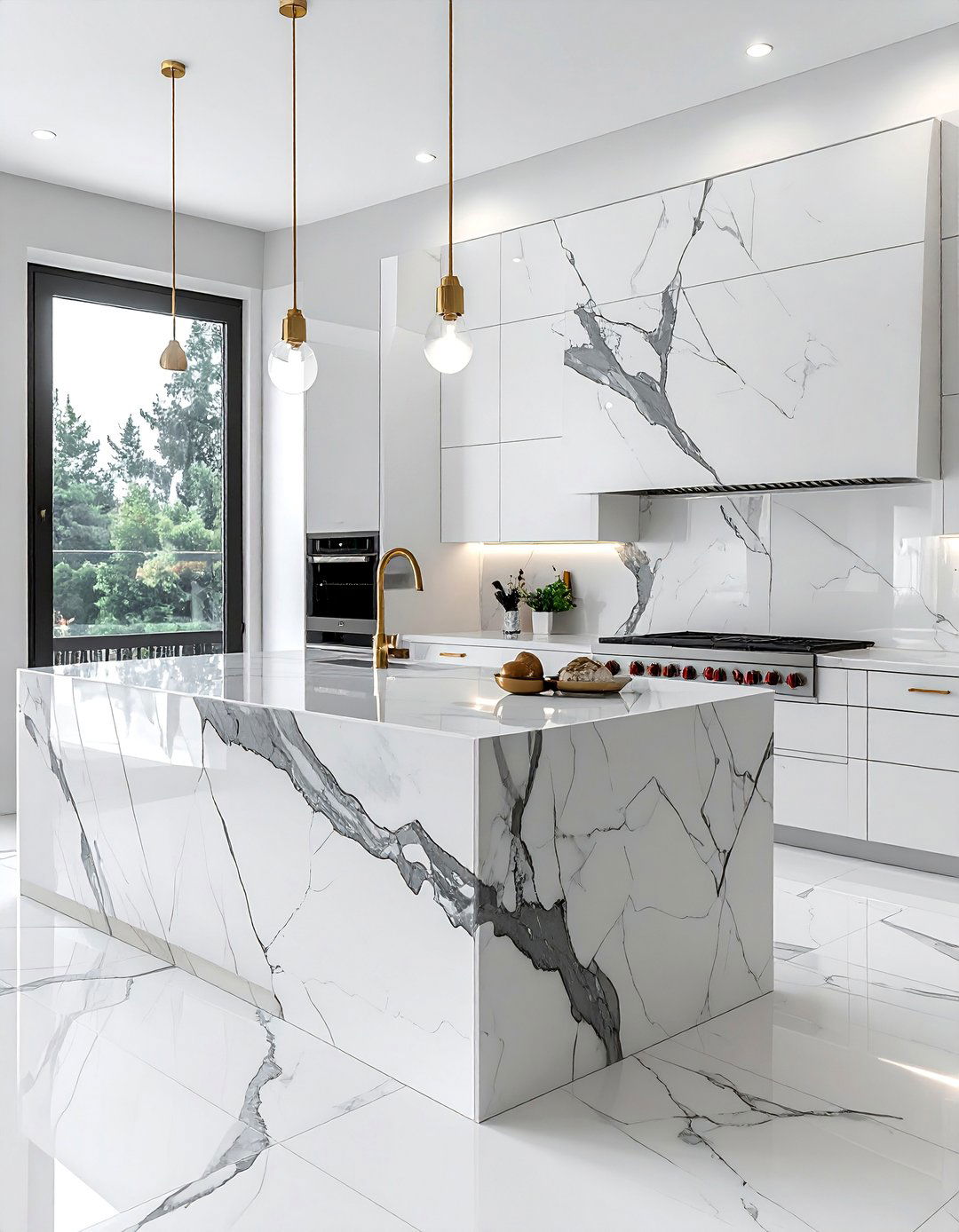 Marble Surround Kitchen Fireplaces - 25 Kitchens With Fireplaces for Cozy Cooking Spaces