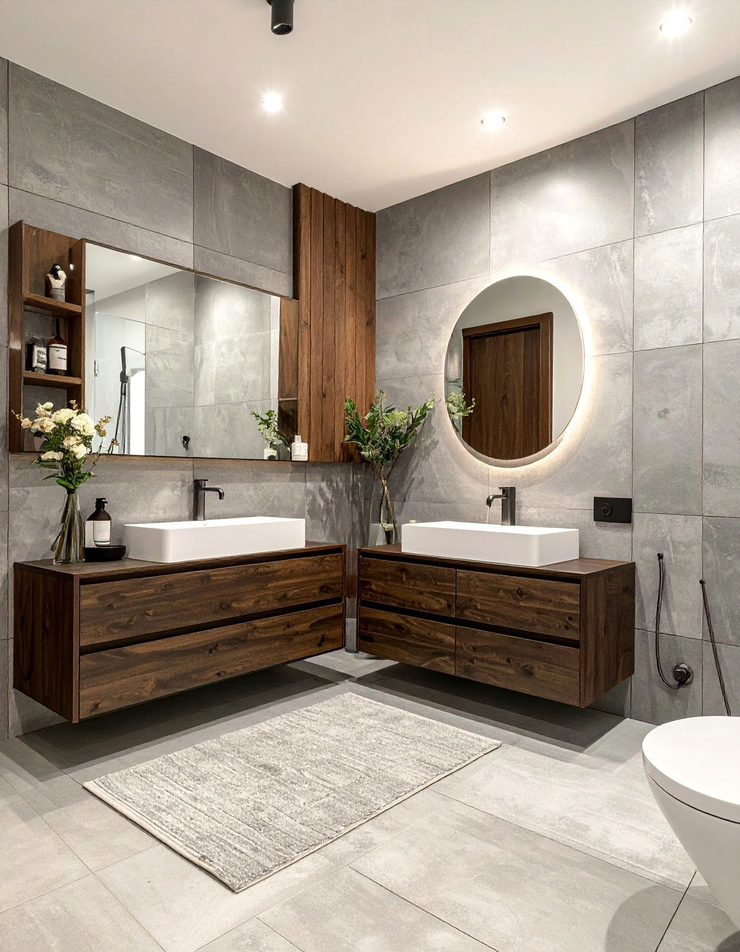 Masculine Bathroom Featuring Large Format Tiles - 20 Masculine Bathroom Ideas for a Bold Design