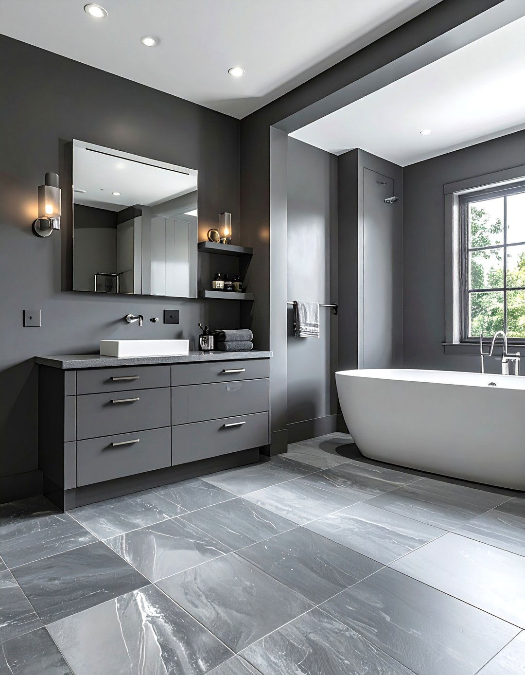 Masculine Bathroom in a Charcoal Gray Palette - 20 Masculine Bathroom Ideas for a Bold Design