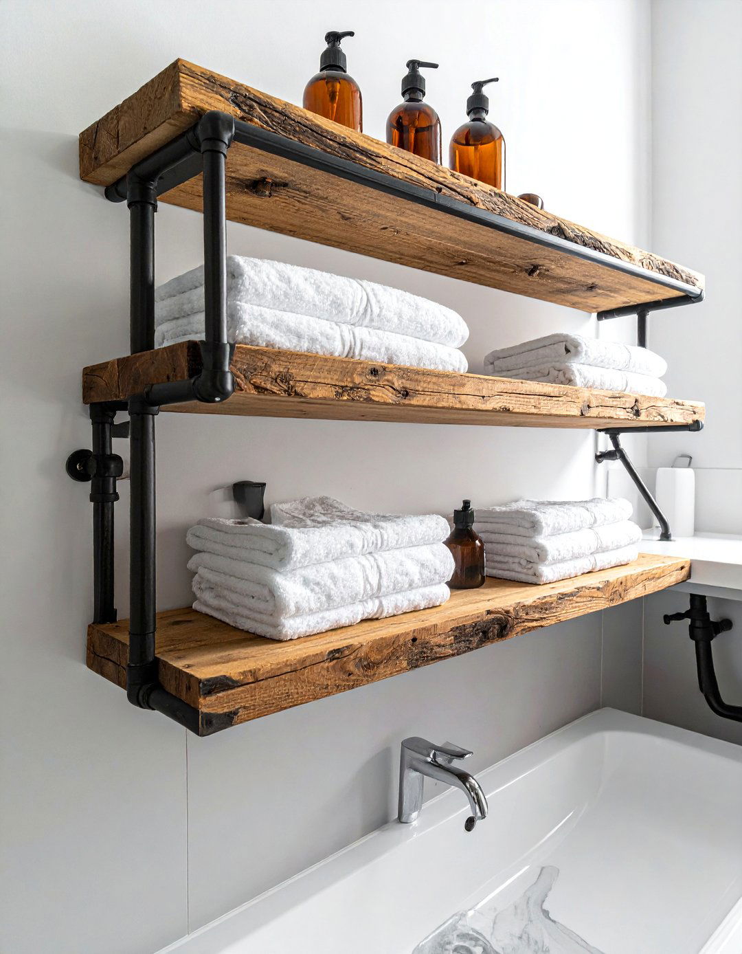 Masculine Bathroom with Minimalist Open Shelving - 20 Masculine Bathroom Ideas for a Bold Design