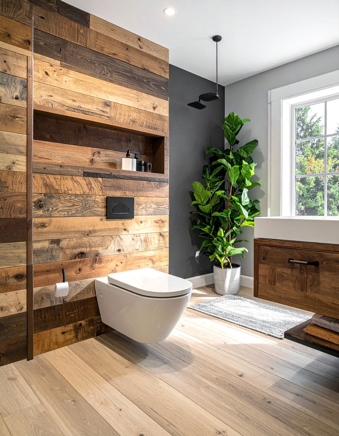 Masculine Bathroom with Reclaimed Wood Paneling - 20 Masculine Bathroom Ideas for a Bold Design