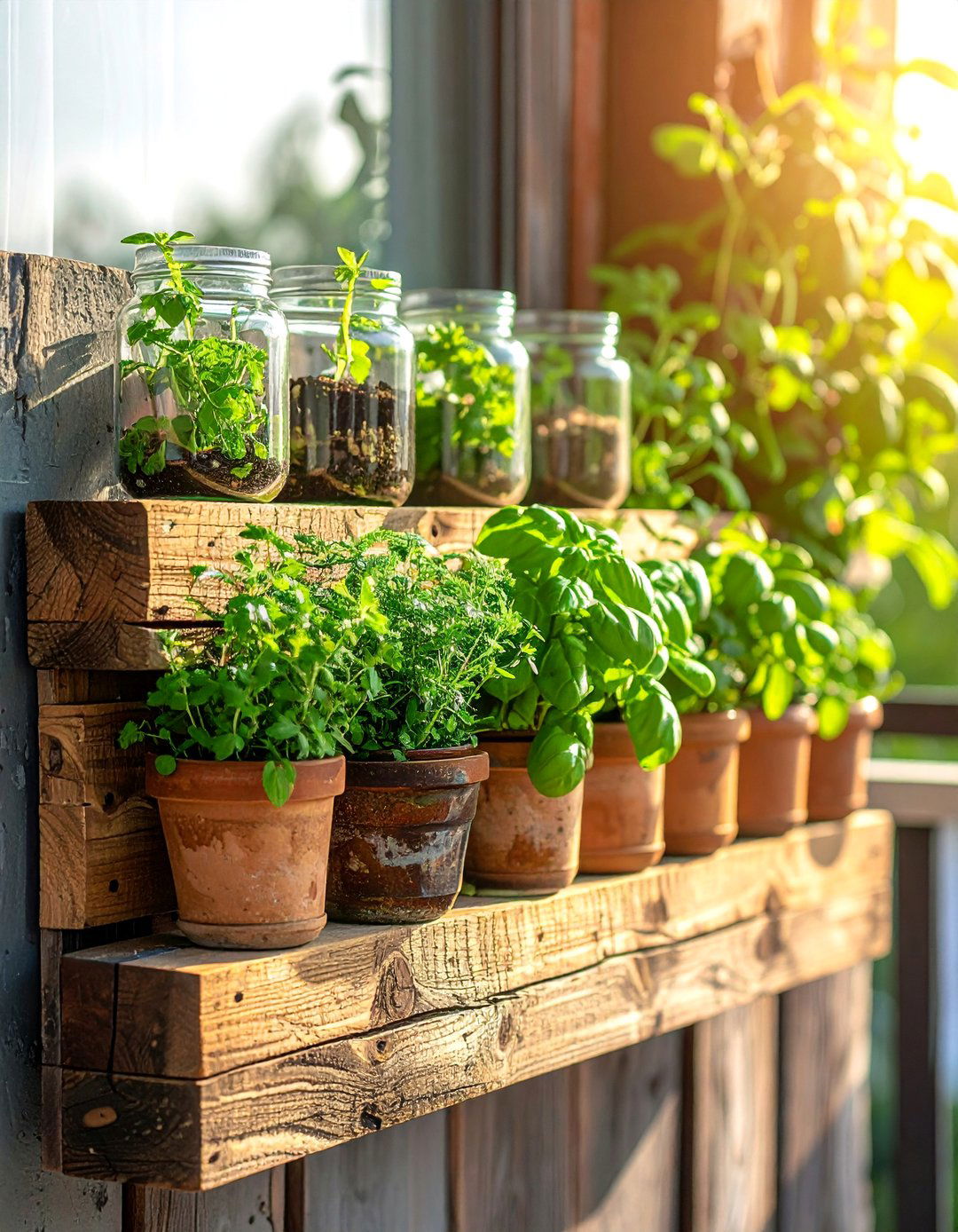 Mason Jar Wall Planter Balcony Herb Garden - 20 Balcony Herb Garden Ideas for Fresh Flavors at Home