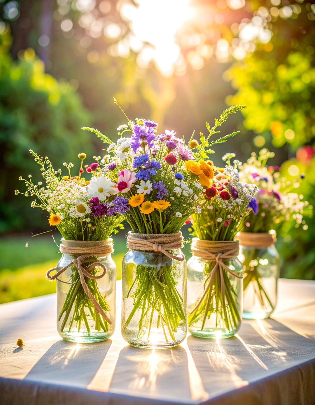 Mason Jar Wildflower Displays - 30 Rehearsal Dinner Centerpiece Ideas for a Memorable Event