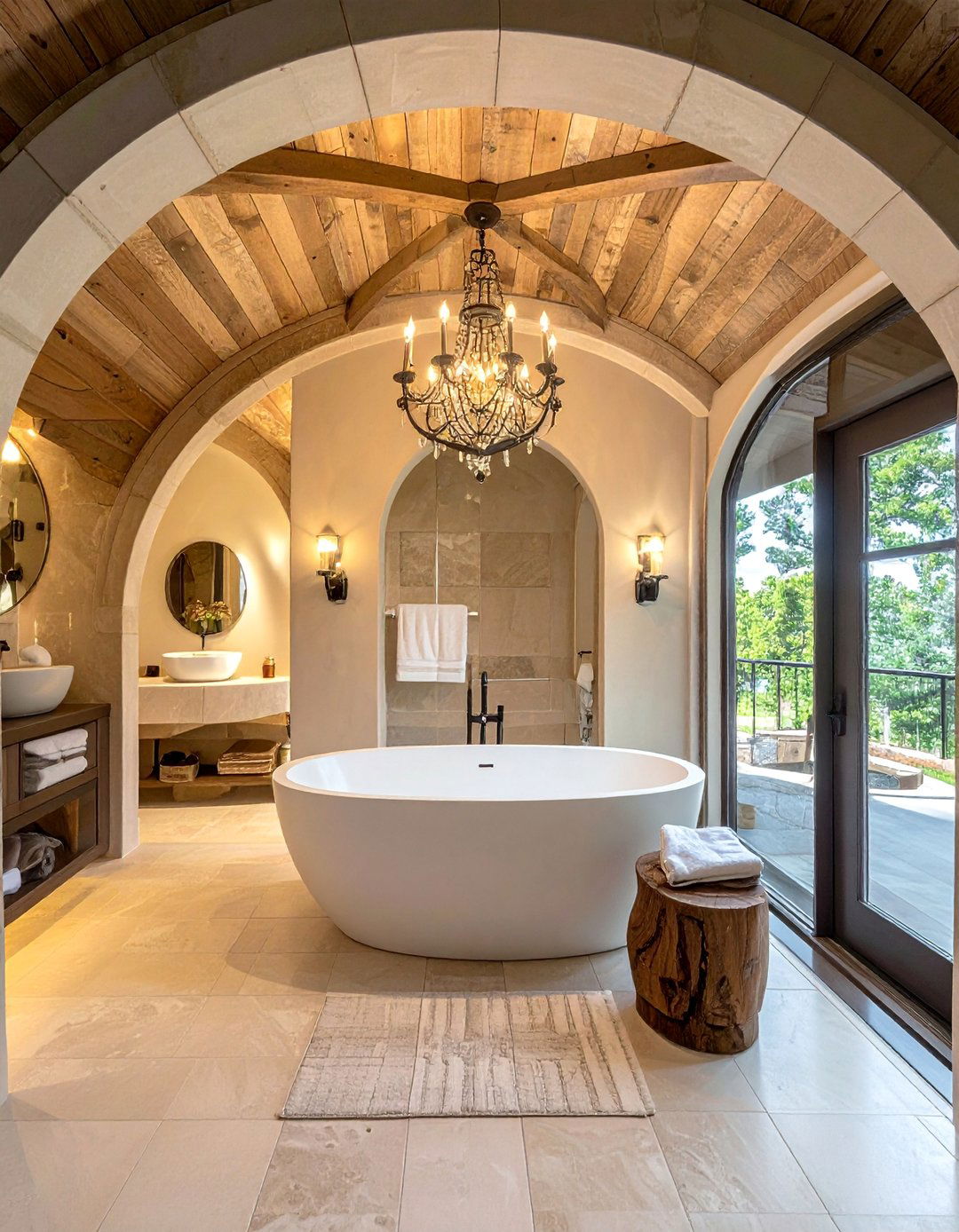 Master Bathroom Barrel Ceiling with Luxury Finishes - 20 Barrel Ceiling Ideas for a Unique Architectural Feature