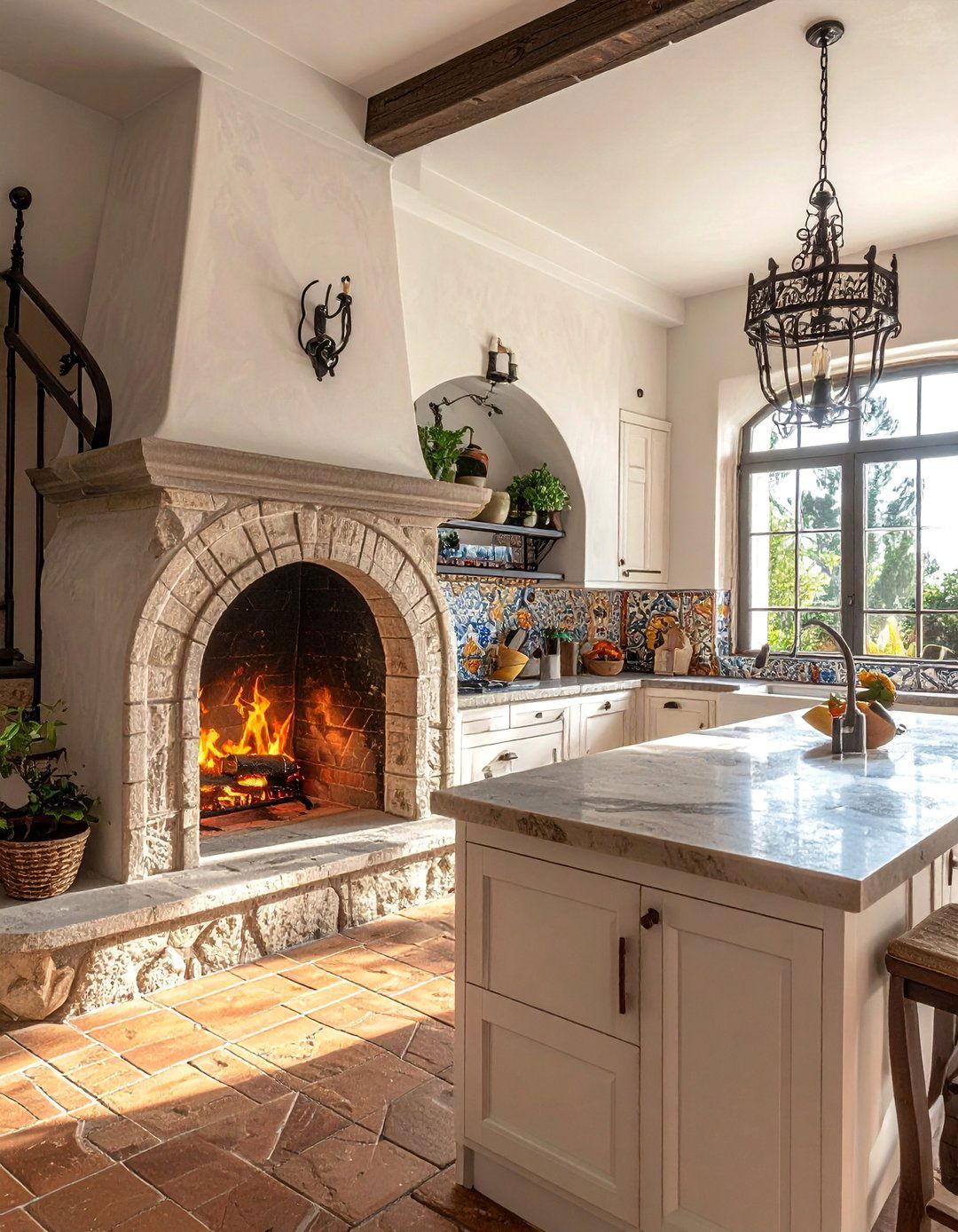 Mediterranean Kitchen Fireplaces - 25 Kitchens With Fireplaces for Cozy Cooking Spaces