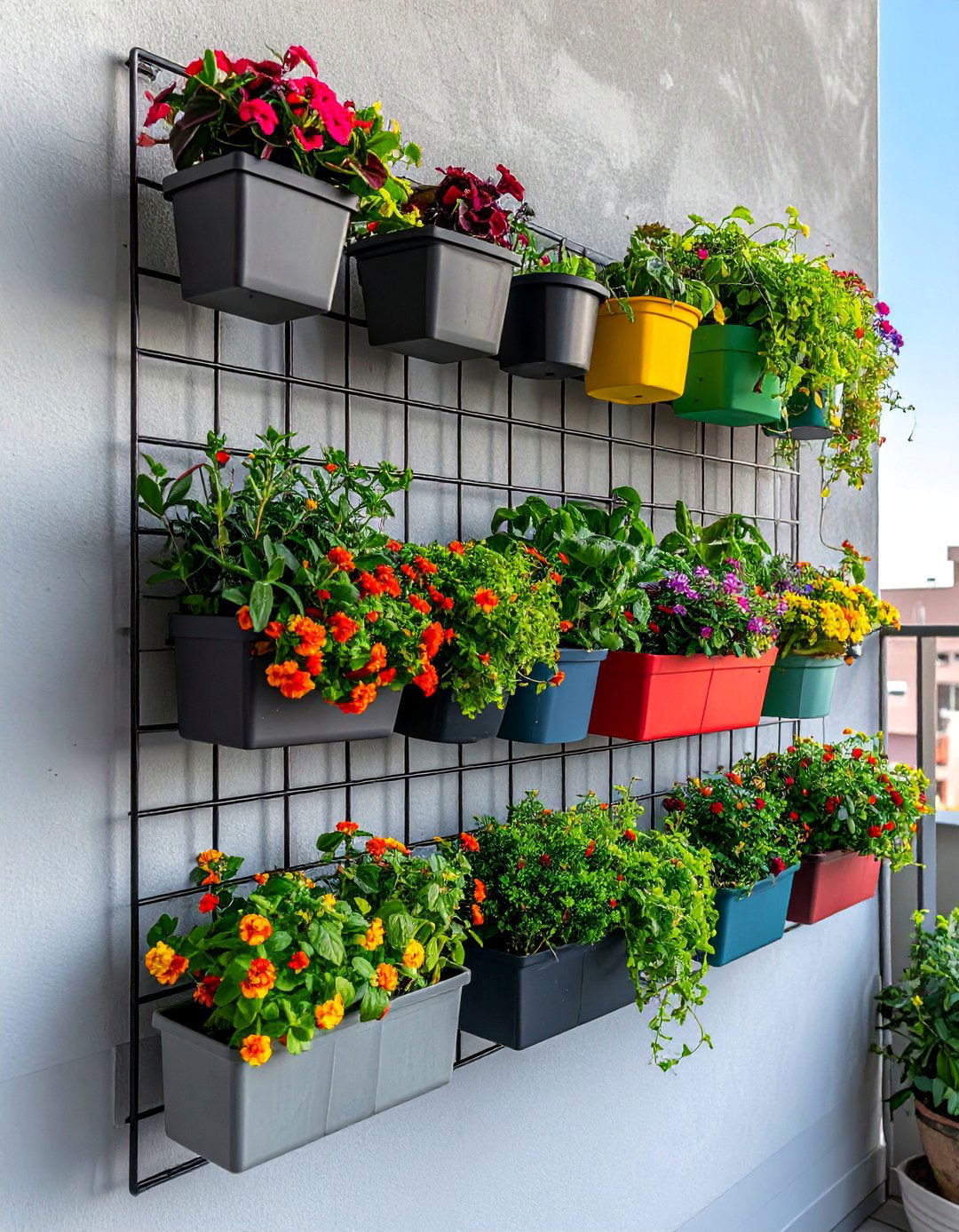 Metal Grid Panel Vertical Garden - 40 Vertical Garden Ideas for Small Spaces