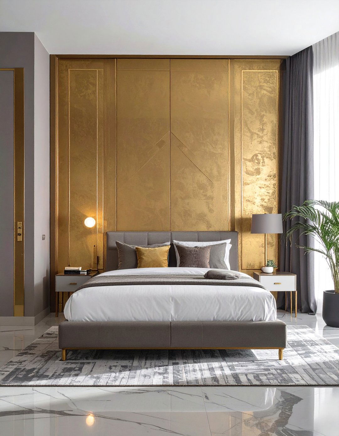 Metallic Accent Striping - 25 Bedroom Door Decorating Ideas to Add Personality
