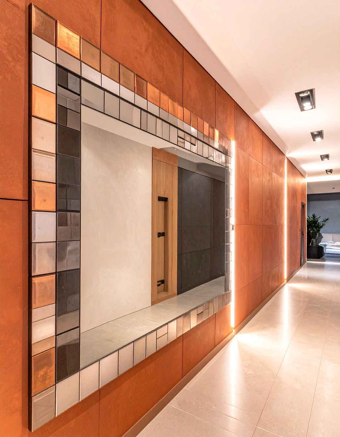 Metallic Tile Mosaic Mirror - 20 Mosaic Mirror Ideas for Unique Home Decor