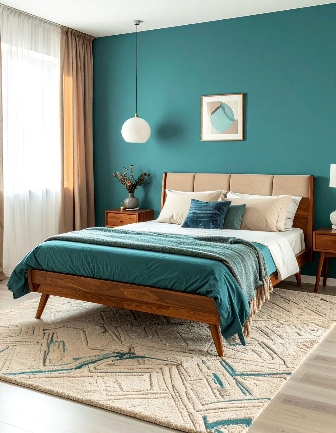 Mid Century Modern Blue and Beige Bedroom - 15 Blue and Beige Bedroom Ideas for a Calming Retreat