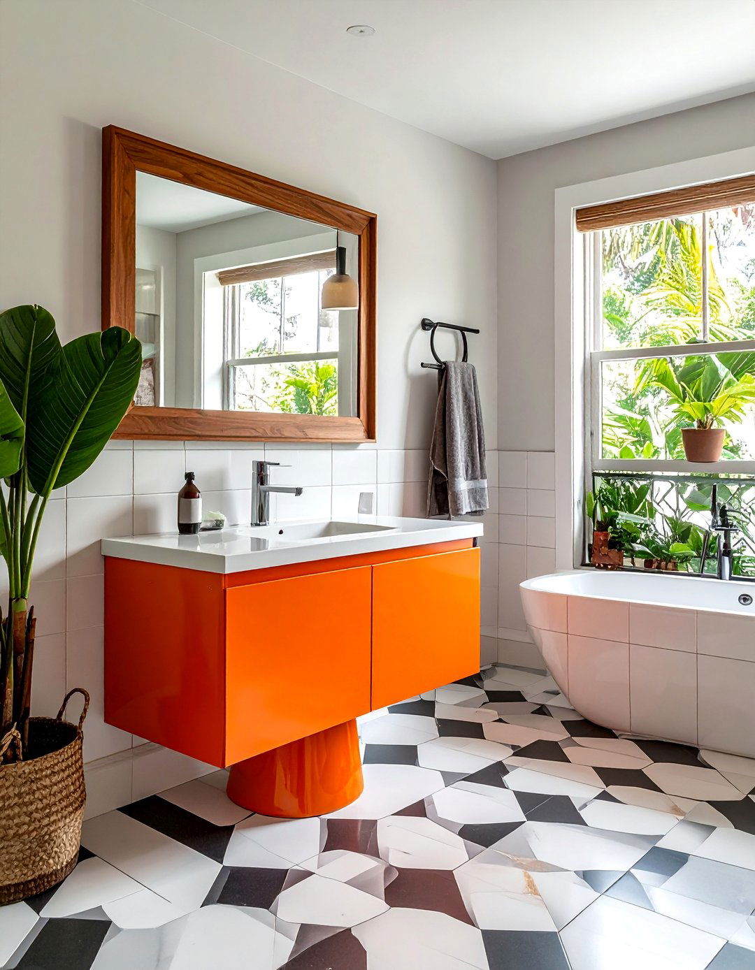 Mid Century Modern Orange Bathroom Fixtures - 15 Orange Bathroom Ideas for a Vibrant Makeover