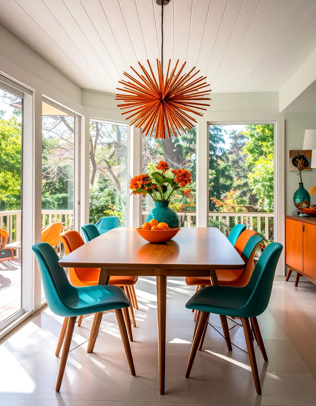 Mid Century Modern Sunroom Dining - 25 Sunroom Dining Room Ideas for a Bright Space