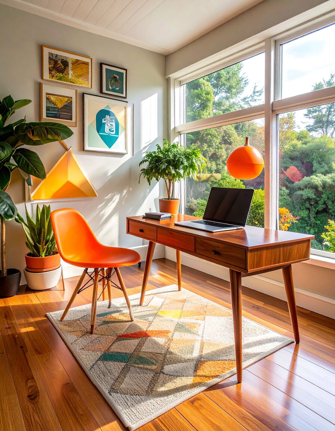 Mid Century Modern Sunroom Office - 20 Sunroom Office Ideas for a Productive and Inspiring Workspace