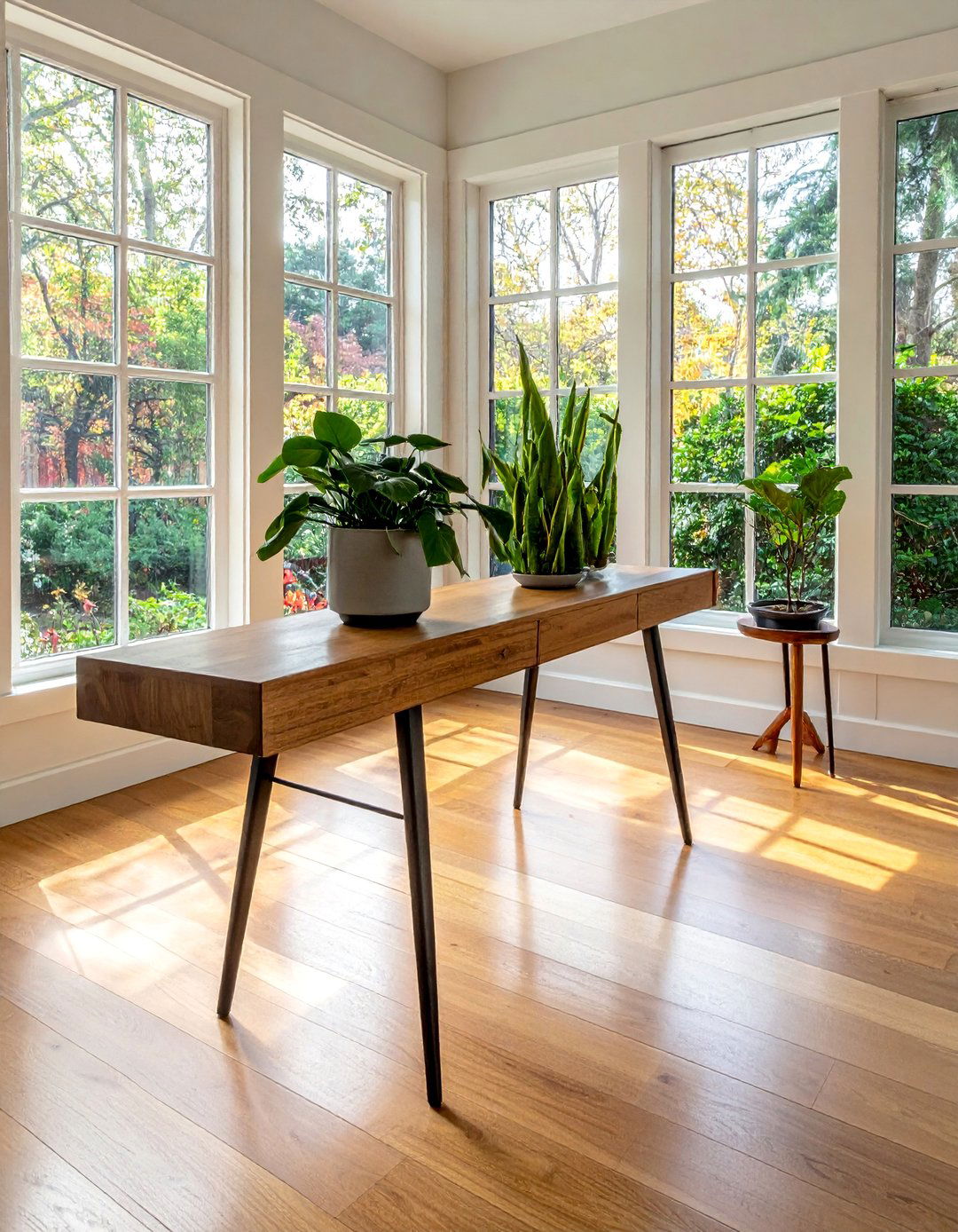 Mid century Modern Sunroom Featuring Hairpin Leg Furniture - 20 Mid-century Modern Sunroom Ideas for a Retro Vibe