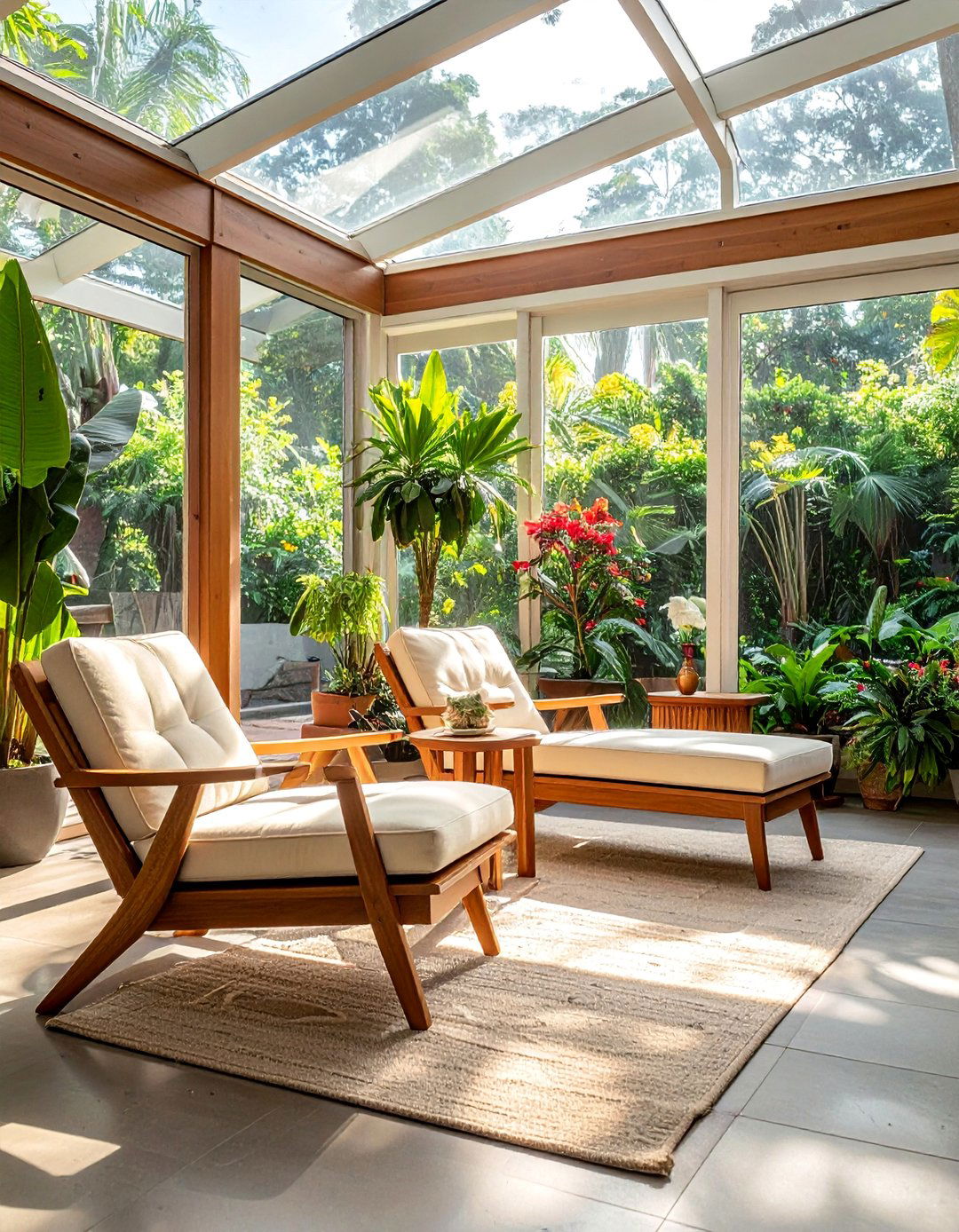 Mid century Modern Sunroom Featuring Teak Furniture - 20 Mid-century Modern Sunroom Ideas for a Retro Vibe