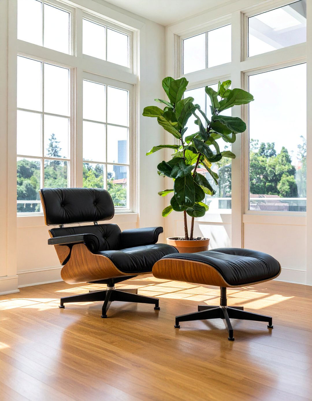 Mid century Modern Sunroom Featuring an Eames Lounge Chair - 20 Mid-century Modern Sunroom Ideas for a Retro Vibe
