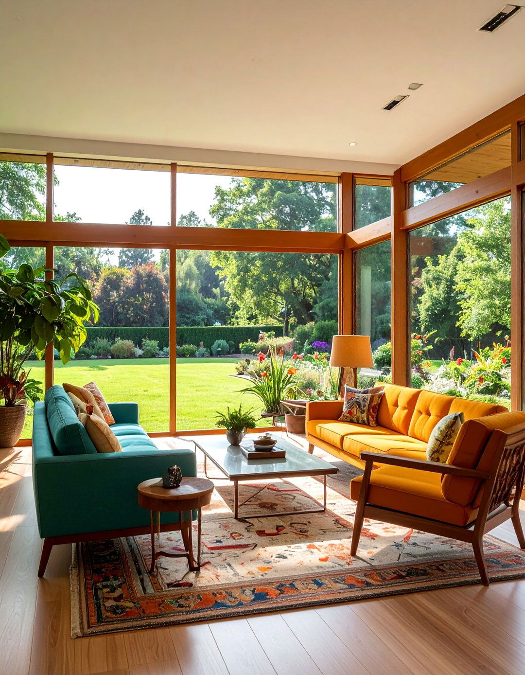 Mid century Modern Sunroom with Floor to Ceiling Windows - 20 Mid-century Modern Sunroom Ideas for a Retro Vibe