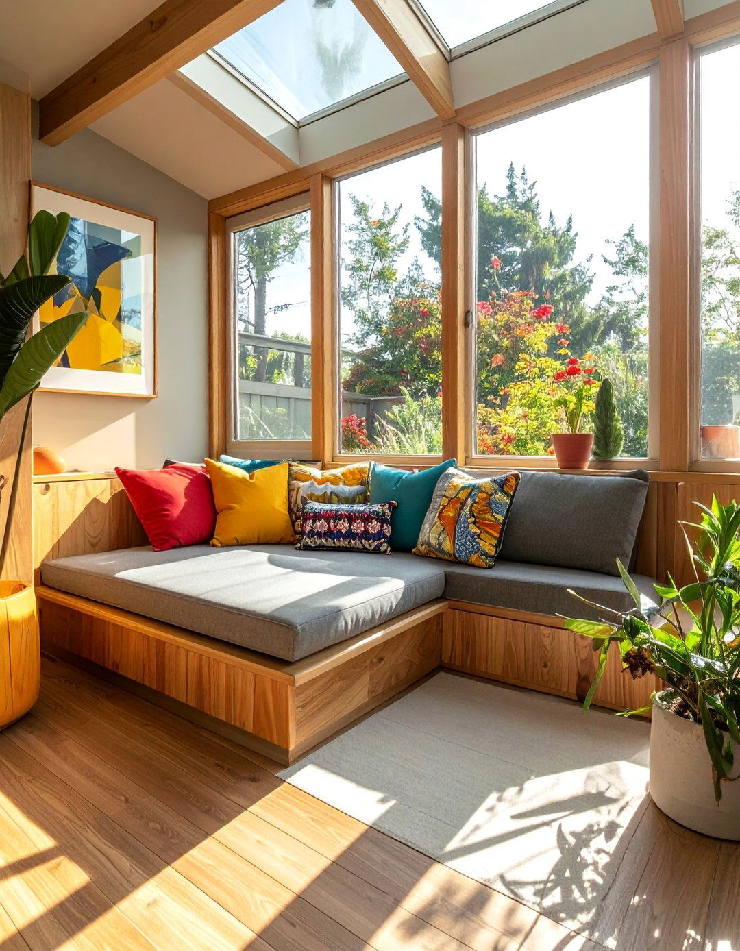 Mid century Modern Sunroom with a Built in Daybed - 20 Mid-century Modern Sunroom Ideas for a Retro Vibe