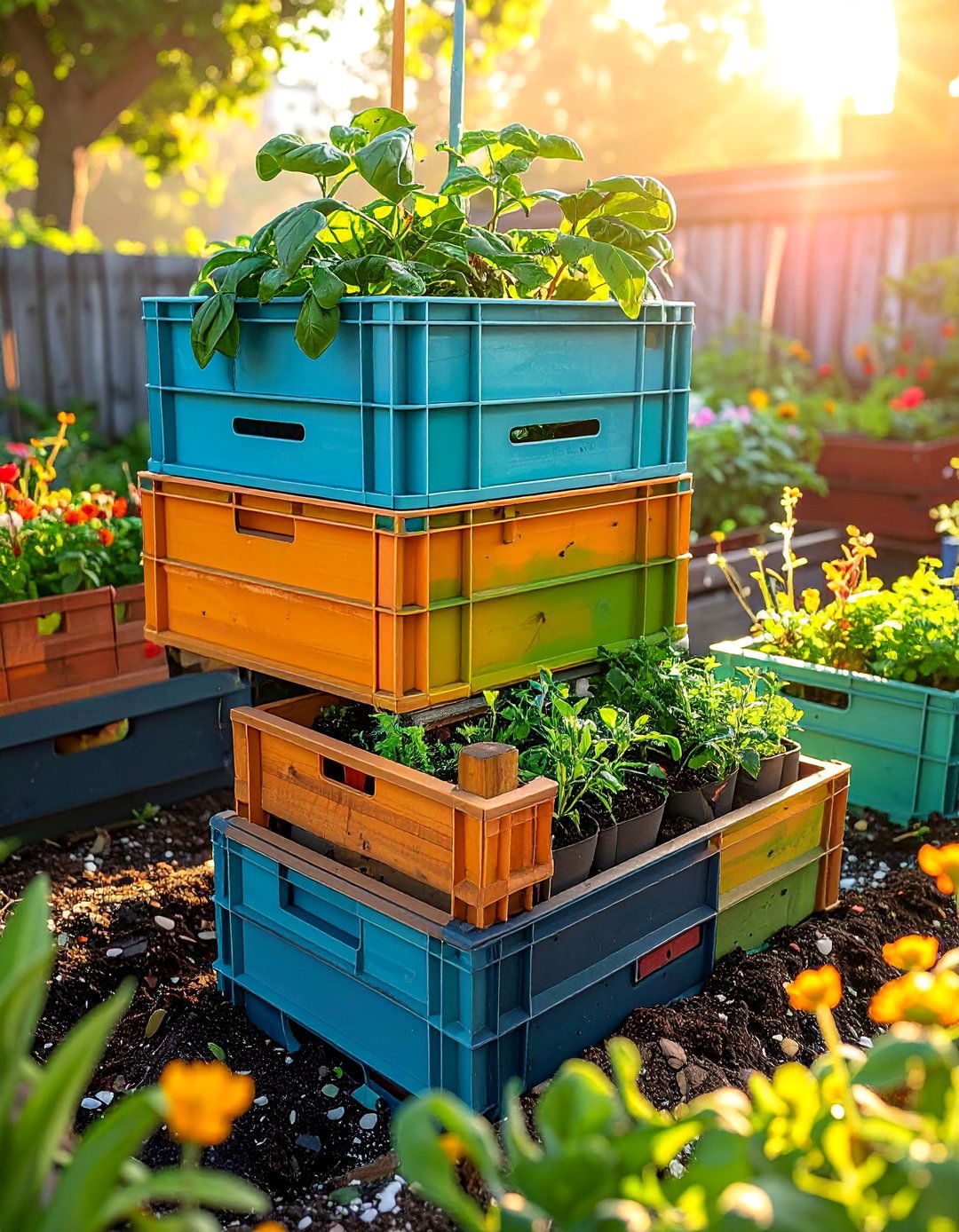 Milk Crate Modules - 25 Budget-Friendly Raised Garden Bed Ideas for Your Backyard