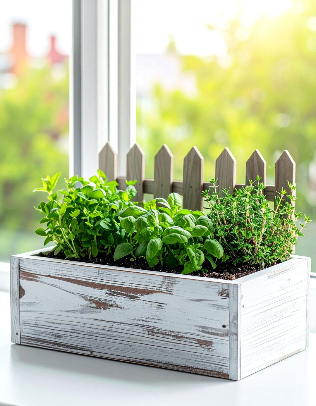 Miniature Herb Garden in a Window Box - 20 Miniature Garden Ideas for Small Outdoor Spaces