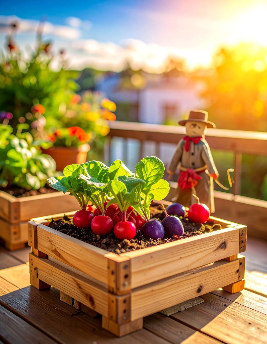 Miniature Vegetable Patch in a Planter Box - 20 Miniature Garden Ideas for Small Outdoor Spaces