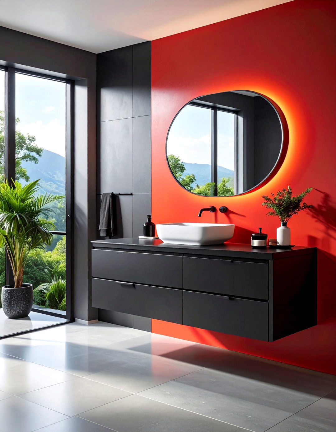 Minimalist Black Vanity with Handleless Drawers - 20 Black Vanity Bathroom Ideas for a Modern Touch