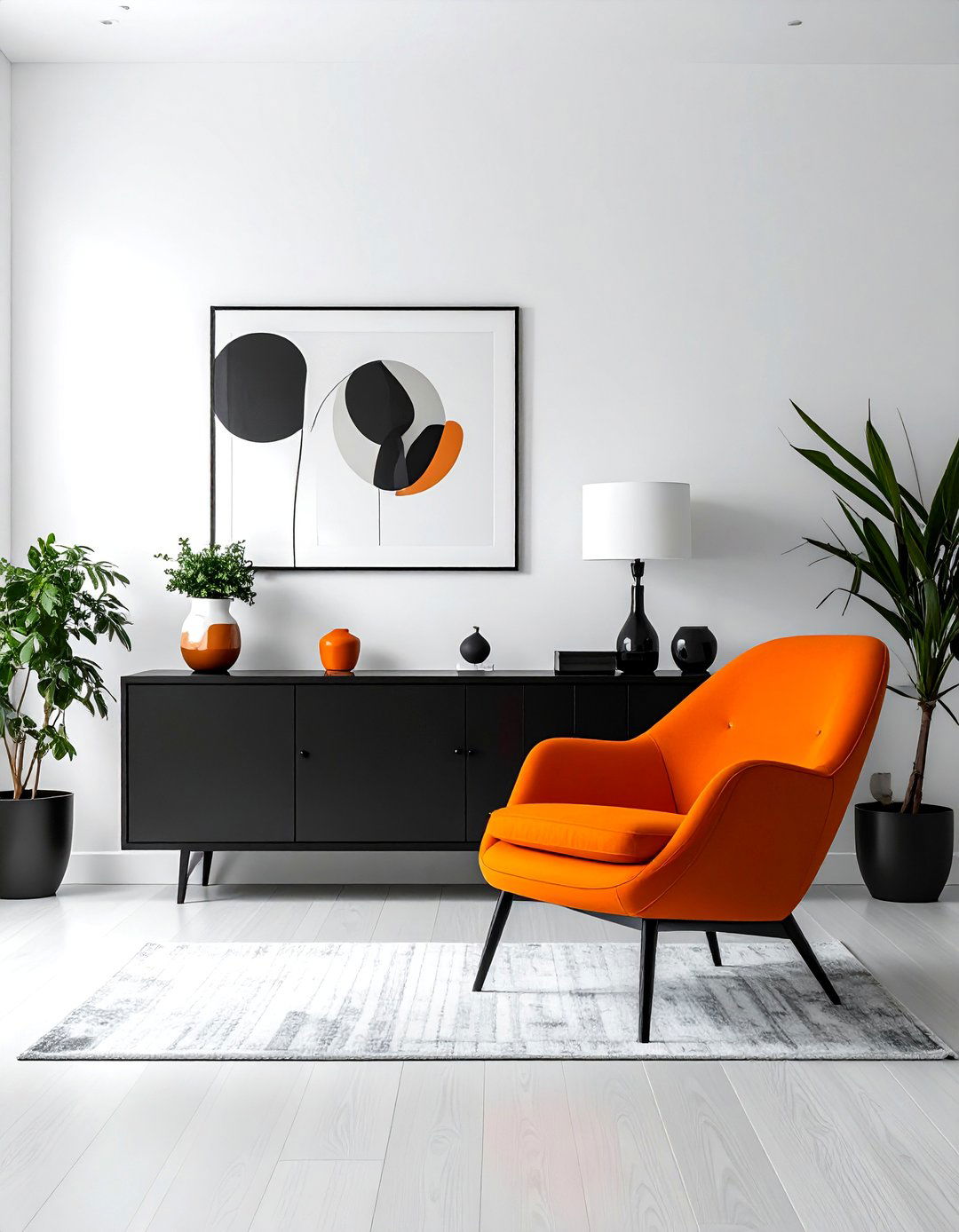 Minimalist Black and Orange Living Room Design - 20 Black and Orange Living Room Ideas for Bold Interiors