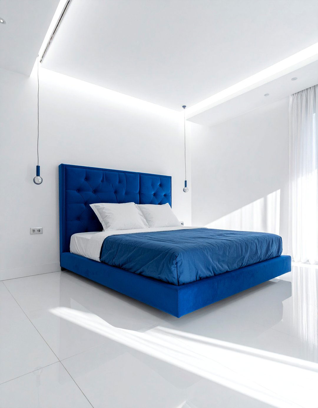 Minimalist Blue and White Bedroom - 25 Blue and White Bedroom Ideas for a Calm Retreat