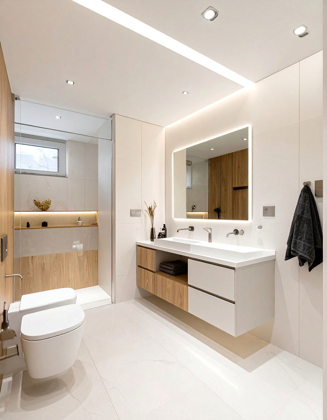 Minimalist Design with Hidden Storage Solutions - 15 His and Her Bathroom Ideas for a Shared Space