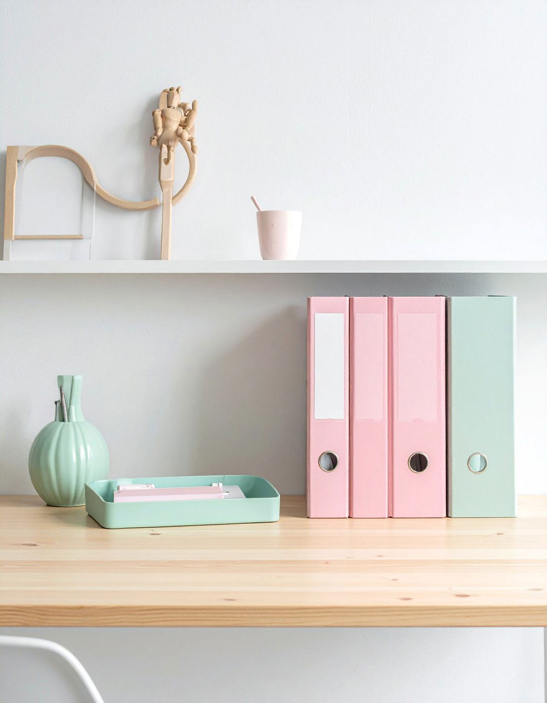 Minimalist Desk with Pastel Organizers - 25 Danish Pastel Room Ideas for a Soft, Minimalist Aesthetic