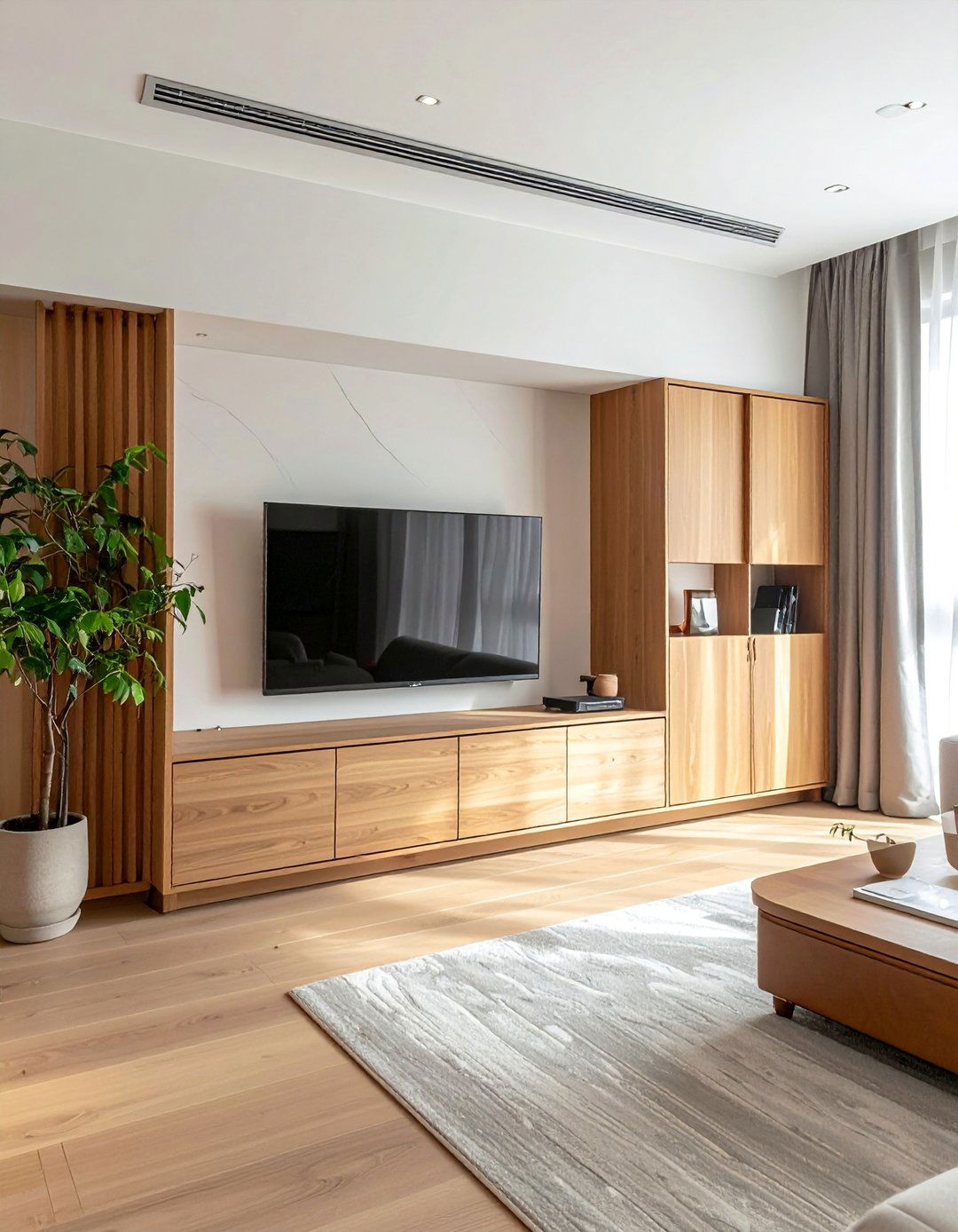 Minimalist Entertainment Center - 25 Asian Living Room Ideas for a Zen-Inspired Space