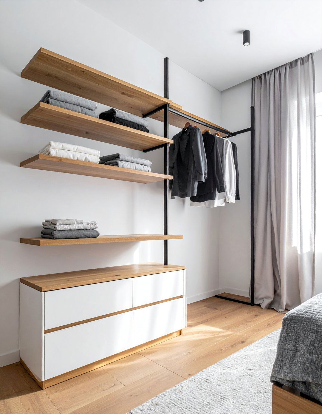 Minimalist Floating Shelf System - 30 Open Closet Ideas for a Modern Wardrobe