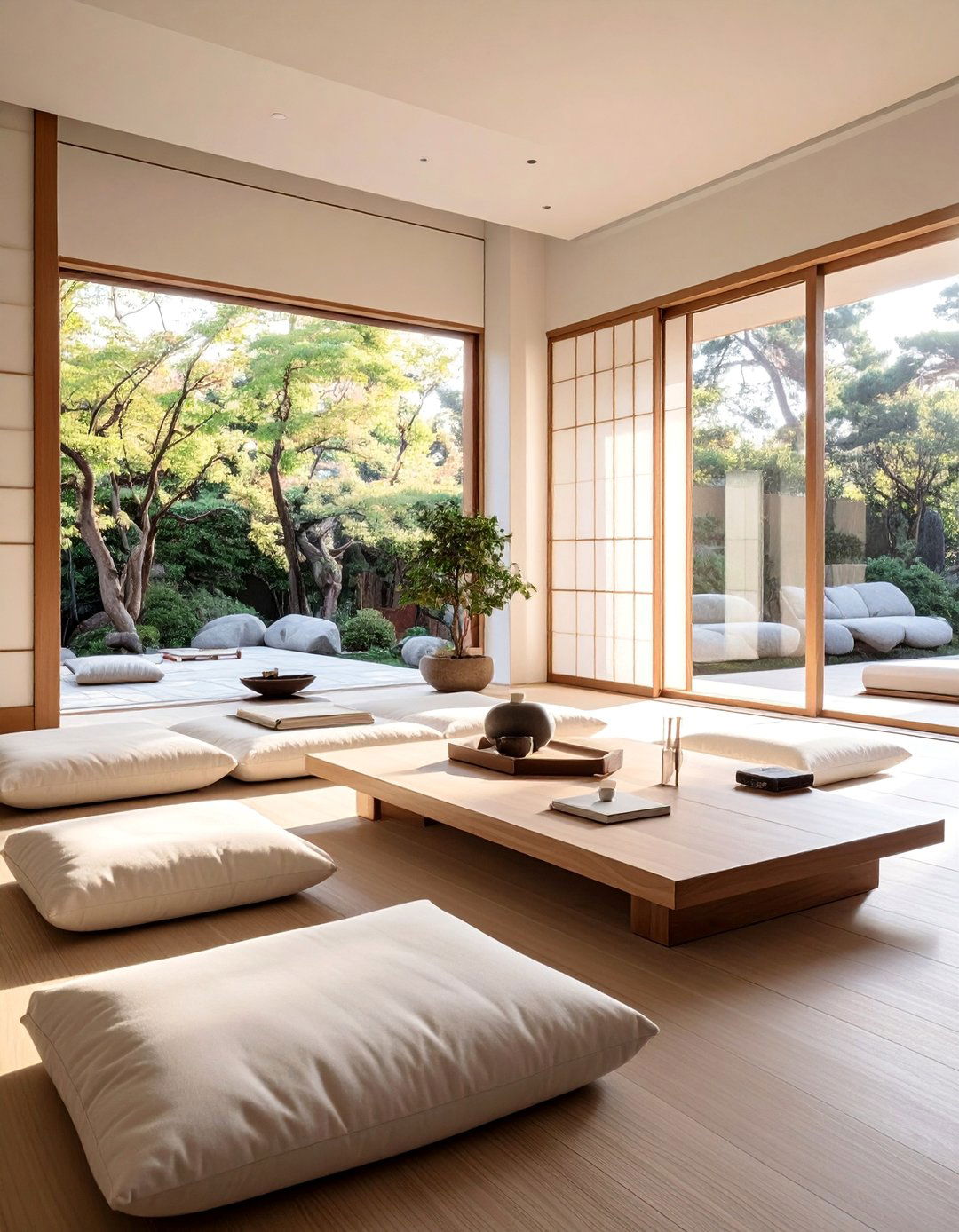 Minimalist Low Profile Furniture Arrangement - 25 Japanese Style Living Room Ideas for Zen Vibes